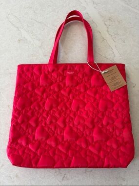 NWT Kate Spade Fragrances Quilted Red Tote Bag – Heart Stitching